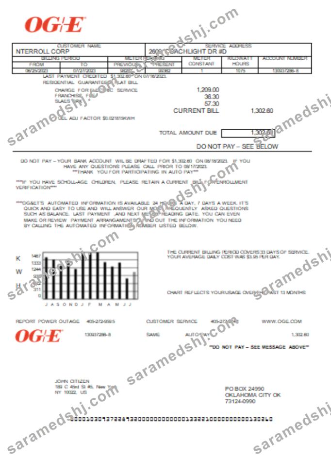 Oklahoma OGE Energy utility business bill SCR